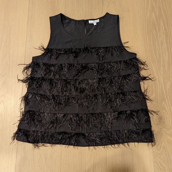 Elegant Black Feathered Women's Top - Picture 1 of 8